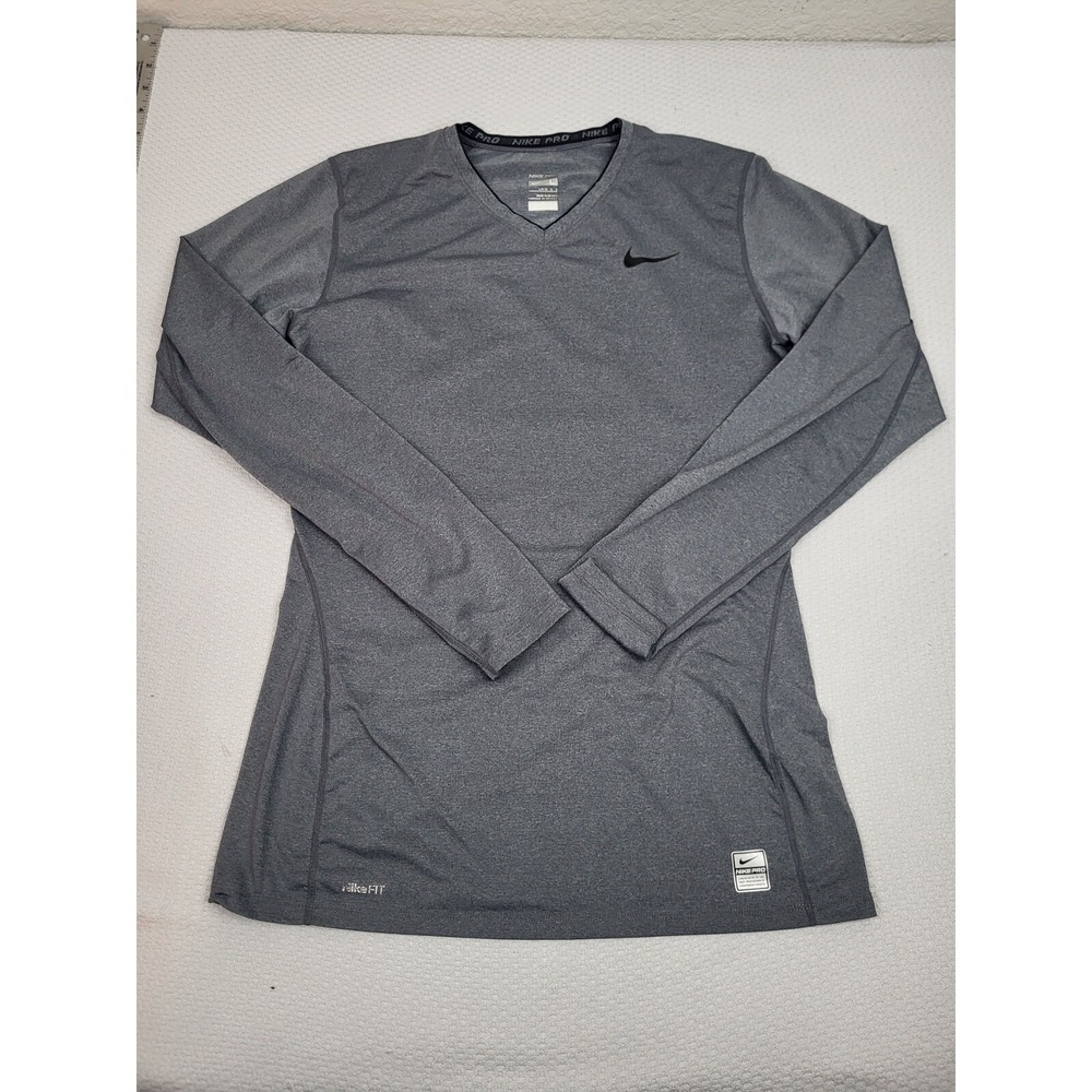 Nike Pro Fitted Shirt Girls Large Gray‎ Lightweight Stretch Gym Yoga Performance